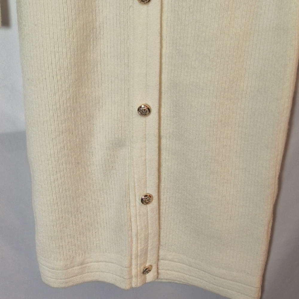SHEIN Cream Long Sleeve Button Knit Dress Size M - Picture 7 of 9